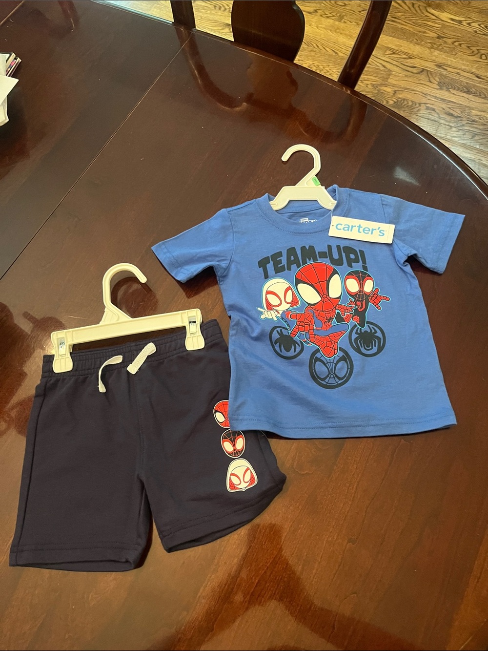 Carter's Blue Spider-Man 'Team-Up' Tee with Navy Shorts